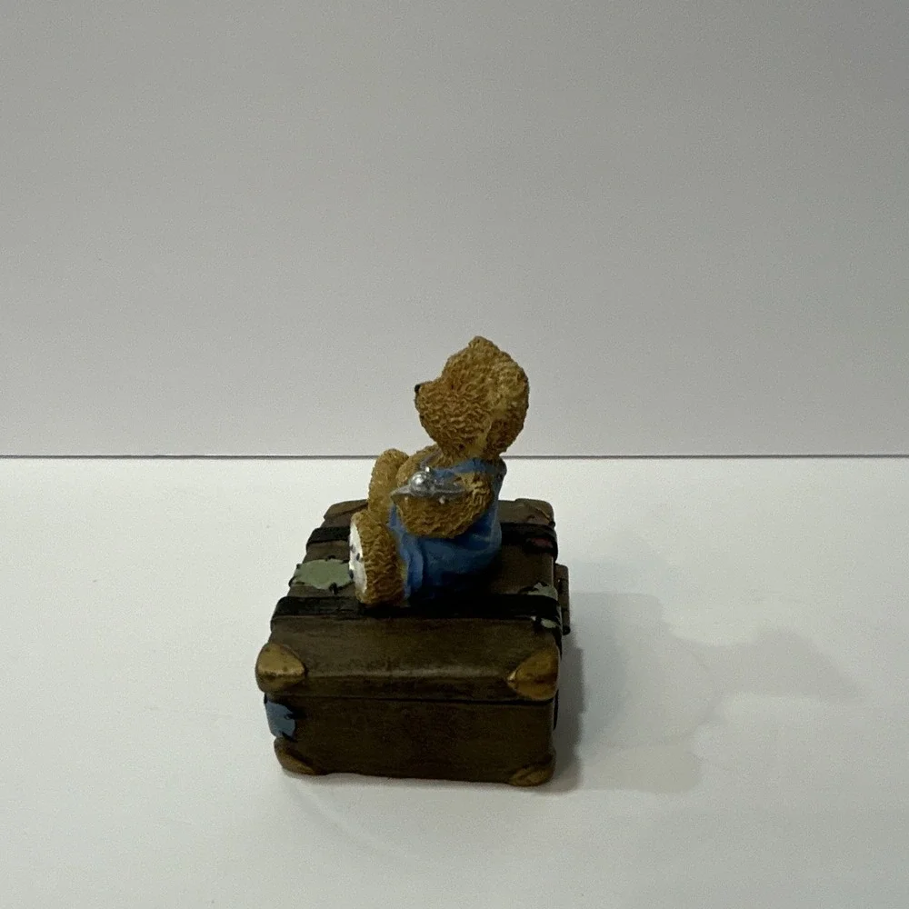 Teddy Bear on Suitcase Hinged Collectible Decorative Trinket Box
